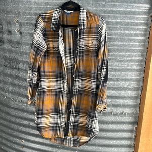 Long black, white and orange flannel hardly worn